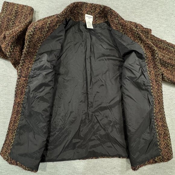 Liz Baker Woman Bouclé Button Front Coat Size 22W Multicolor Chevron Lined - Picture 5 of 15